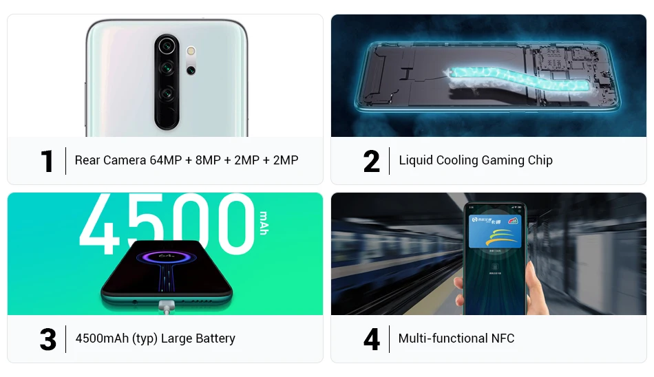 Xiaomi Redmi Note 8 Pro с глобальной прошивкой, 6 ГБ ОЗУ, 64 Гб ПЗУ, 64 мп, четырехъярусная камера 4500 мАч, мобильный телефон MTK Helio G90T NFC с жидкостным охлаждением