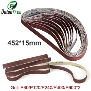Лента шлифовальная 600*15 мм, 10 шт.компл., 60-425 Грит, для ленточного шлифовального инструмента, мягкий металл, для полировки дерева