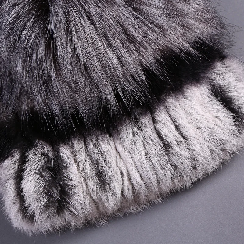 Осенне-зимняя шапка из кроличьего меха женская меховая шапка корейская модная трендовая теплая вязаная шерстяная шапка из искусственного ... от AliExpress WW