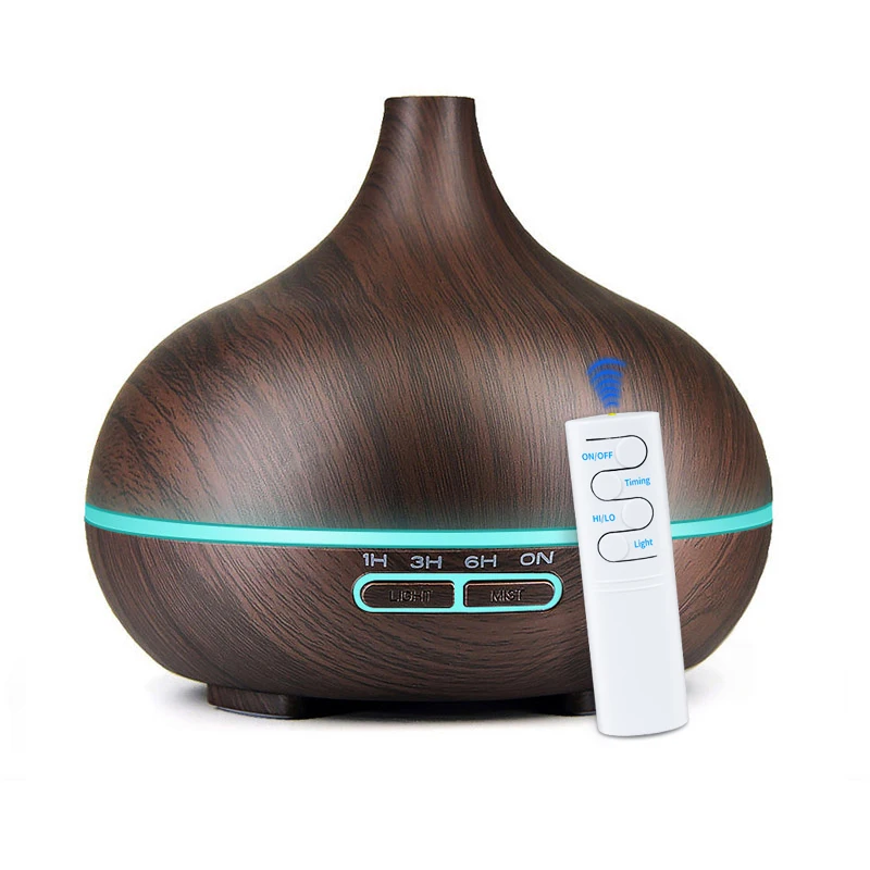 

550ML Remote Control Wood Grain Cool Mist Humidifier Ultrasonic Aroma Essential Oil Diffuser Office Home Living Yoga