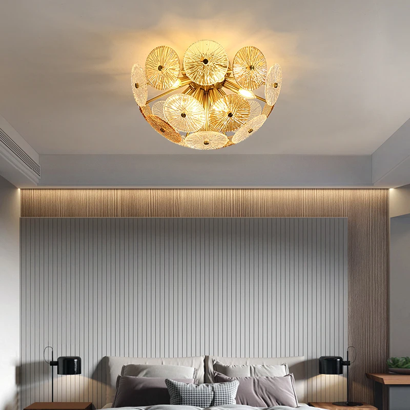 

Light Luxury Dandelion Chandelier Post-modern Living Room Bedroom Creative Dining Room Spherical Petal Crystal Chandelier