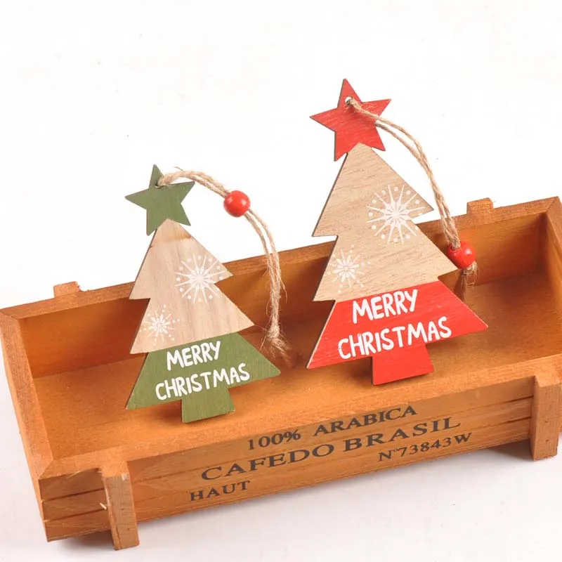 

Wooden Christmas Ornaments Tree Hanging Pendants Christmas DIY Decorations for New Year Gift 2pcs mt2552