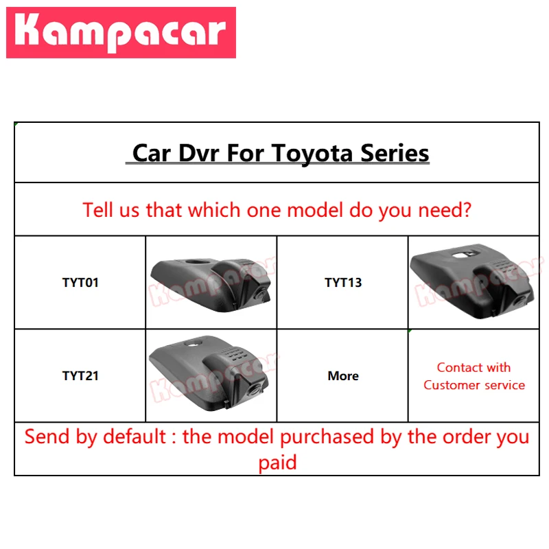 Kampacar TYT01 C Wi Fi Видеорегистраторы для автомобилей Dash Cam видео Регистраторы Toyota 152 мм
