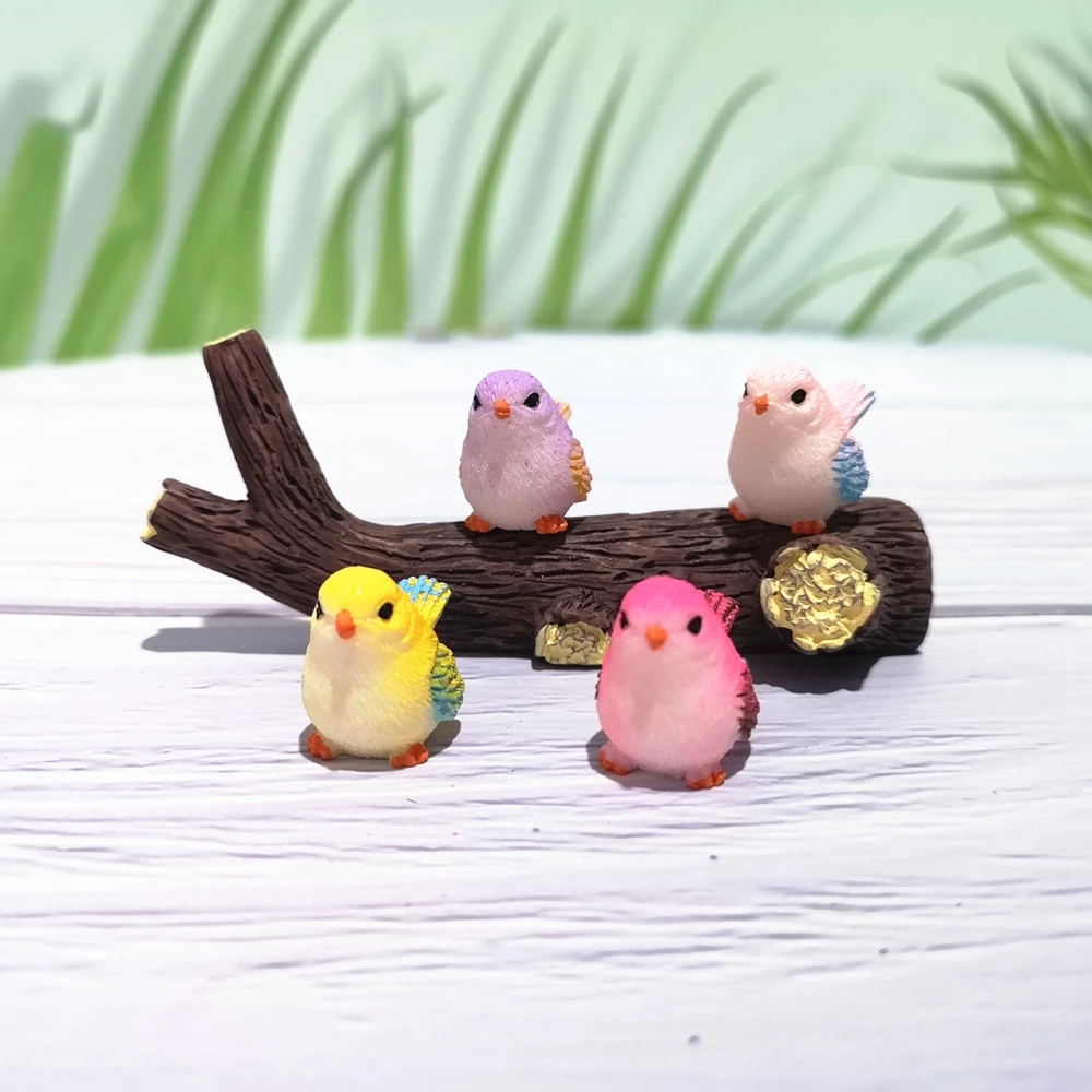 

4pc/set Cute Little Birds Animal Model Figurine Home Ornament Glass Decor Miniature Craft Garden Fairy Decoration DIY Accessorie