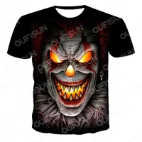 2021 summer mens new 3d printing t shirt horror skeleton devil summer black t shirt round neck casual harajuku t shirt