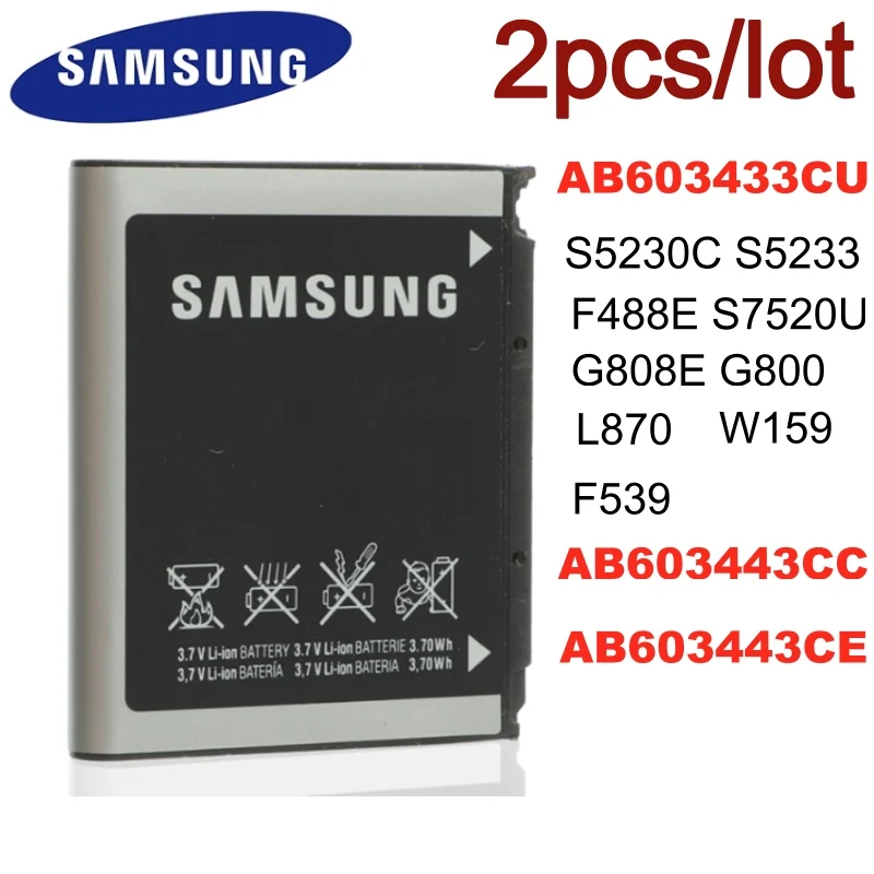 2 шт./лот AB603443CU AB603443CC AB603443CE батарея для SAMSUNG S5230C F488E G808E L870 W159 S7520U GT S5233 G800 S5230