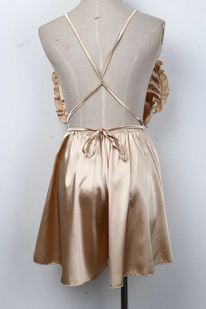 

Fashion Hot Sale Womens Sexy Sleeveless V-neck Lace Up Backless Sleepwear Style Short Jumpsuit Rompers Bodysuit Playsuit