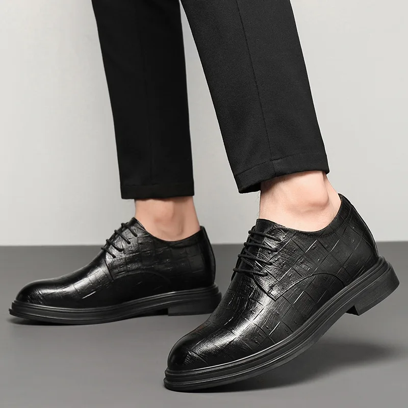 Мужские деловые туфли натуральная кожа каблук-невидимка строгие Британские