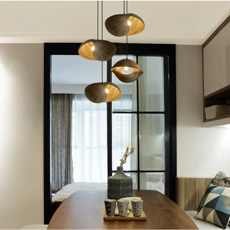 Креативный подвесной светильник из бамбуковой ткани в виде ракушки подвесные