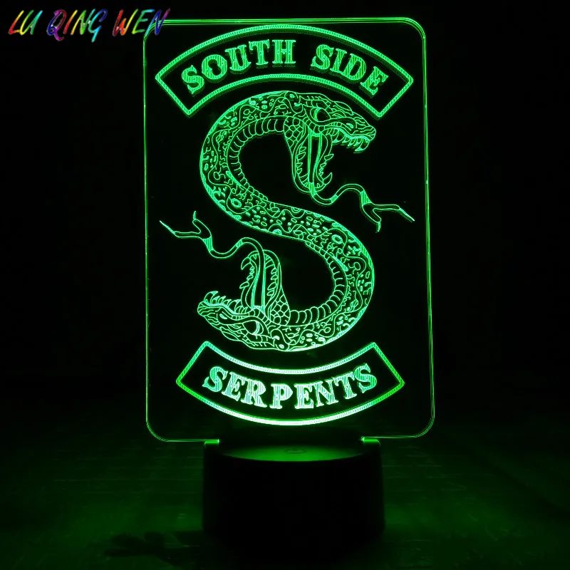 ТВ серии Riverdale "South Side Serpents" Змея логотип светодиодный ночной Светильник
