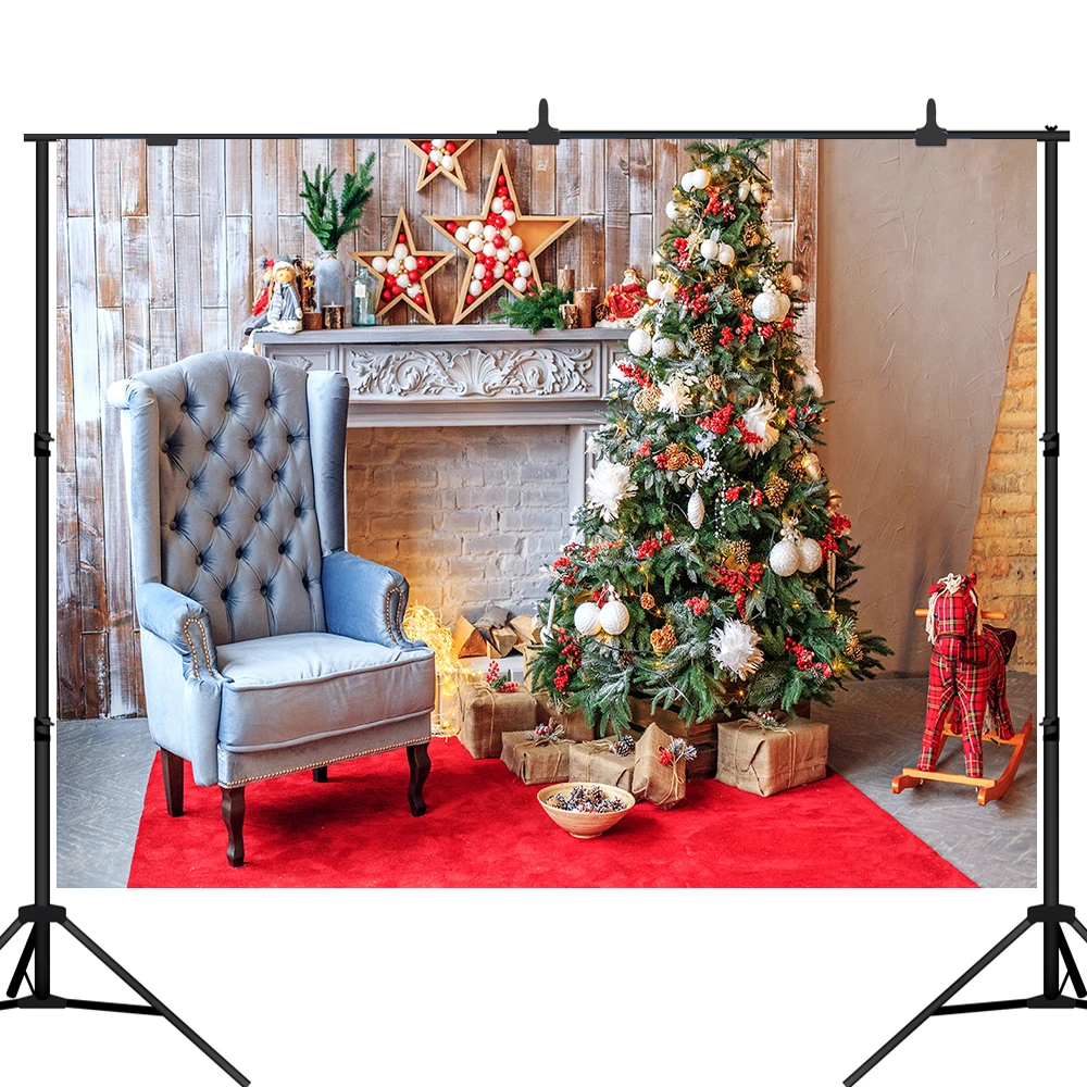 

Lyavshi Christmas Tree Photography Backdrop Christmas Backgrounds Fireplace Decor Photocall Backdrop Photo Studio Banner