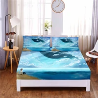 cartoon children digital printed 3pc polyester fitted sheet mattress cover four corners with elastic band bed sheet pillowcases