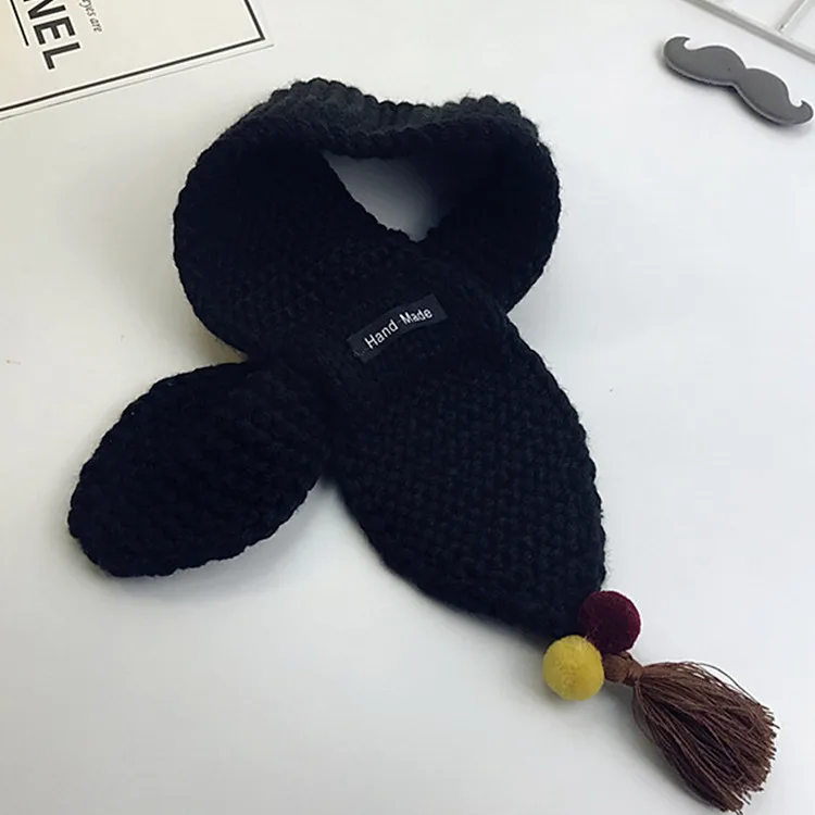 Шарф для девочек и мальчиков зимний теплый шарф однотонная Вязаная Шаль