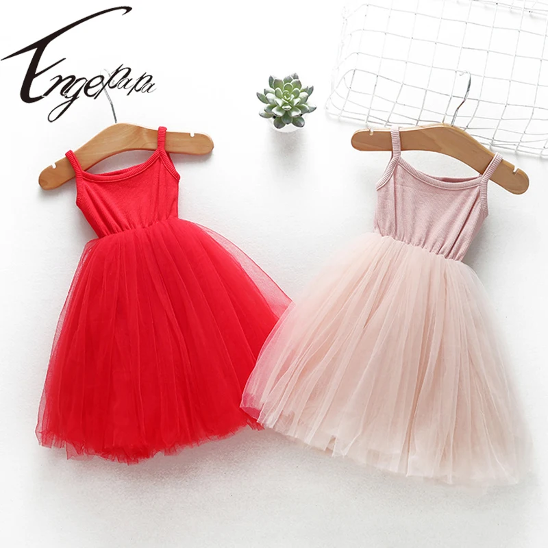 Kid Girl Baby Sleeveless Dress Summer Girl Sling Net Yarn Dress Baby Kids Girl Clothes Children Girls Fashion Dress