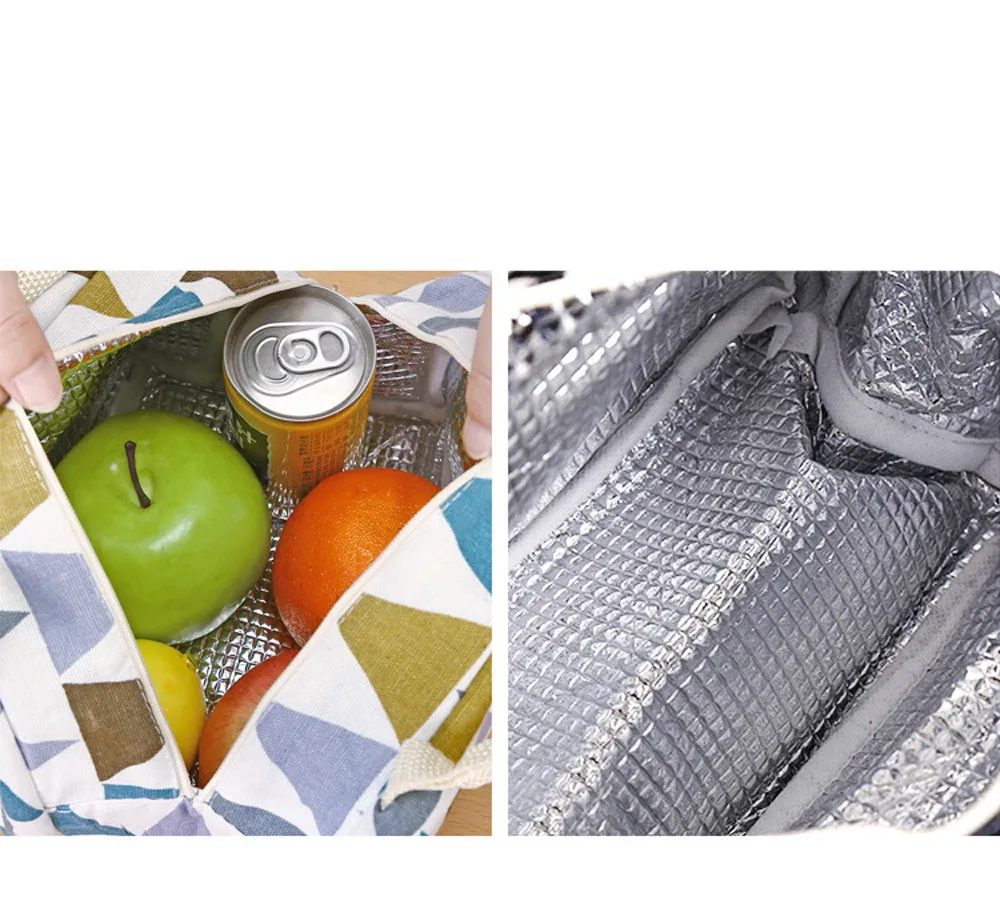 Изолированная Холщовая Сумка тоут для женщин и детей термокулер сумки ланча