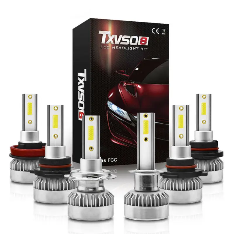 2 X H1 H4 H7 H11 9005 HB3 9012 HB4 светодиодный фар автомобиля комплект для переоборудования COB