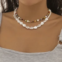 boho seed beads pearl choker necklace for women 2022 fashion layered short beaded chain necklaces set trendy collar neck jewelry