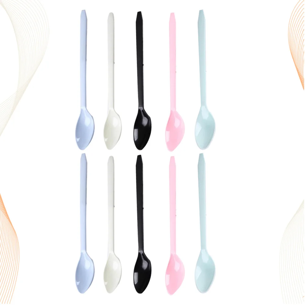 

100pcs 19cm Disposable Spoons Dessert Spoon Set Flatware for Barbecue Party Shop (+ Green + Black + Blue +