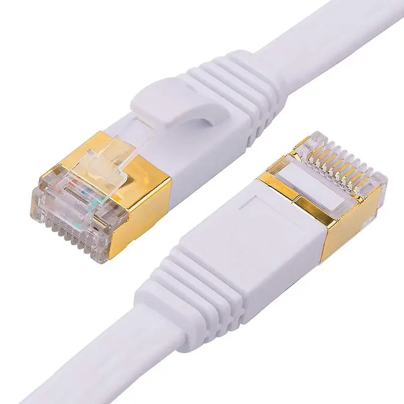 Cat-7 Ethernet кабель 50 футов белый плоский с зажимами кабеля экранированные RJ45 разъемы