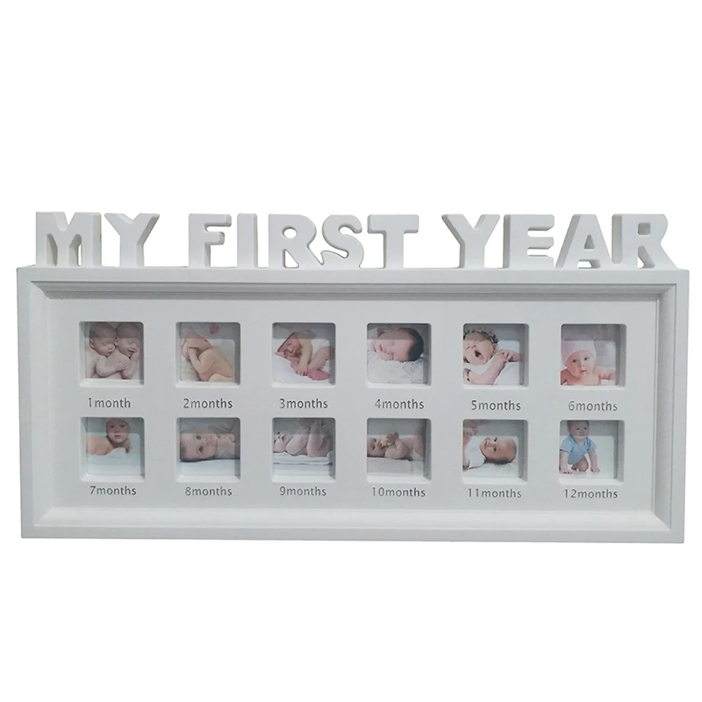 

"My First Year" Baby 12 Month Photo Frame Baby Accessories Newborn Gift Set Baby Photo Frame 12 Grids Baby Keepsake Frame Items