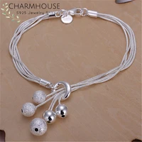 charmhouse silver bracelets for women 5 chain beads bracelet bangles pulseira femme wristband fashion jewelry wholesale
