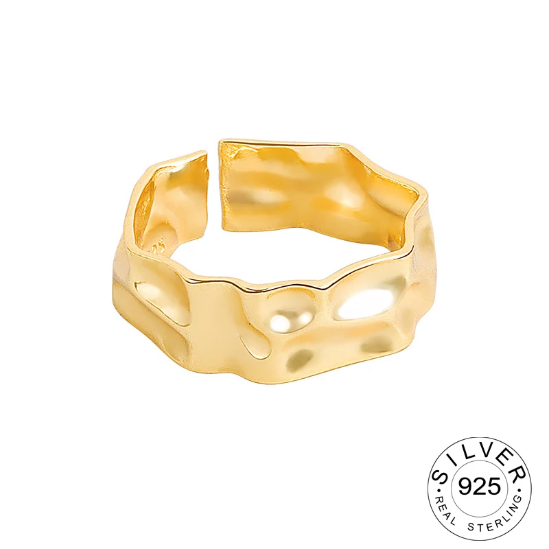 

925 серебряные кольца для женщин Золотой Цвет в винтажном стиле свадебное Трендовое ювелирное изделие больших регулируемых антикварные кол...