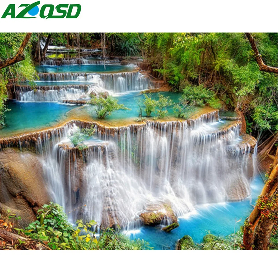 AZQSD 5d алмазная картина живописная Алмазная вышивка водопад мозаика крестом