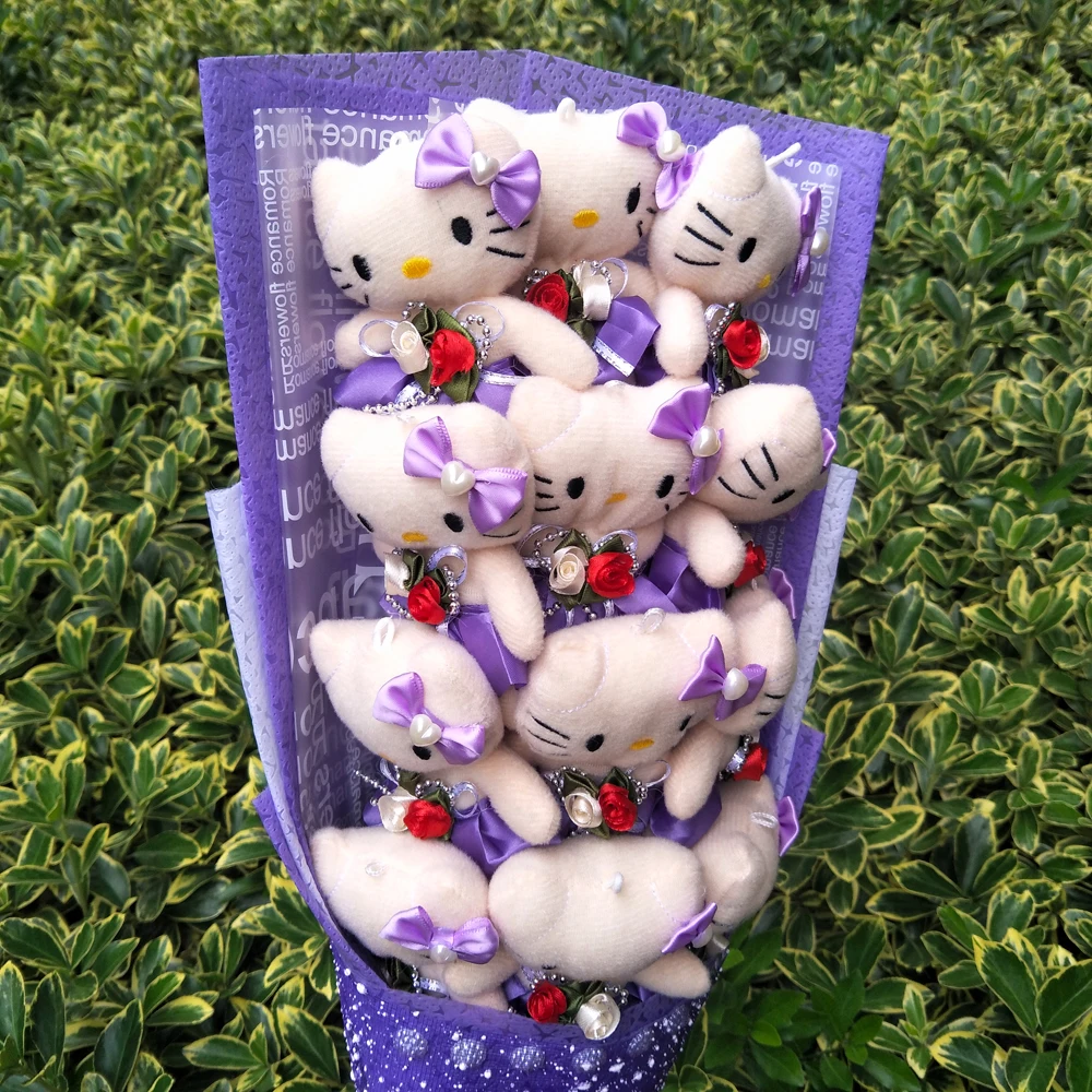 

New Handicrafts flower cute cartoon cat plush bouquet Valentine's Day Christmas girlfrend Gifts