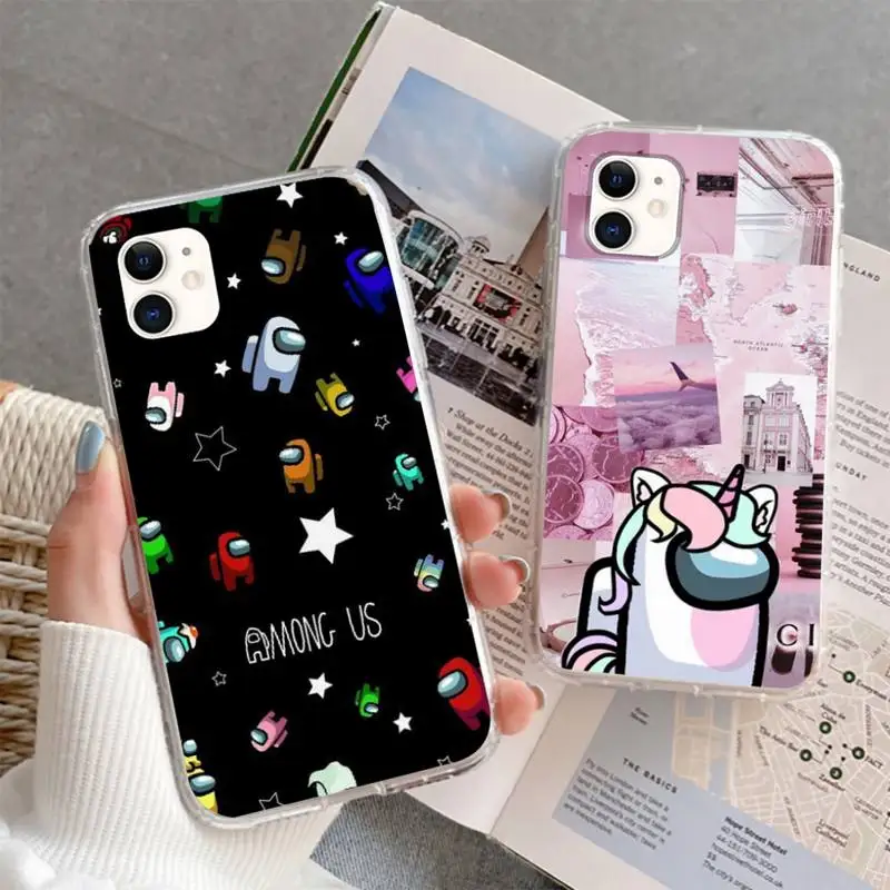 

Among Us-Game Phone Case For iPhone 6 7 8 11 12 13 Plus XS Max XR Pro Mini SE Soft Transparent Cover Fundas Coque