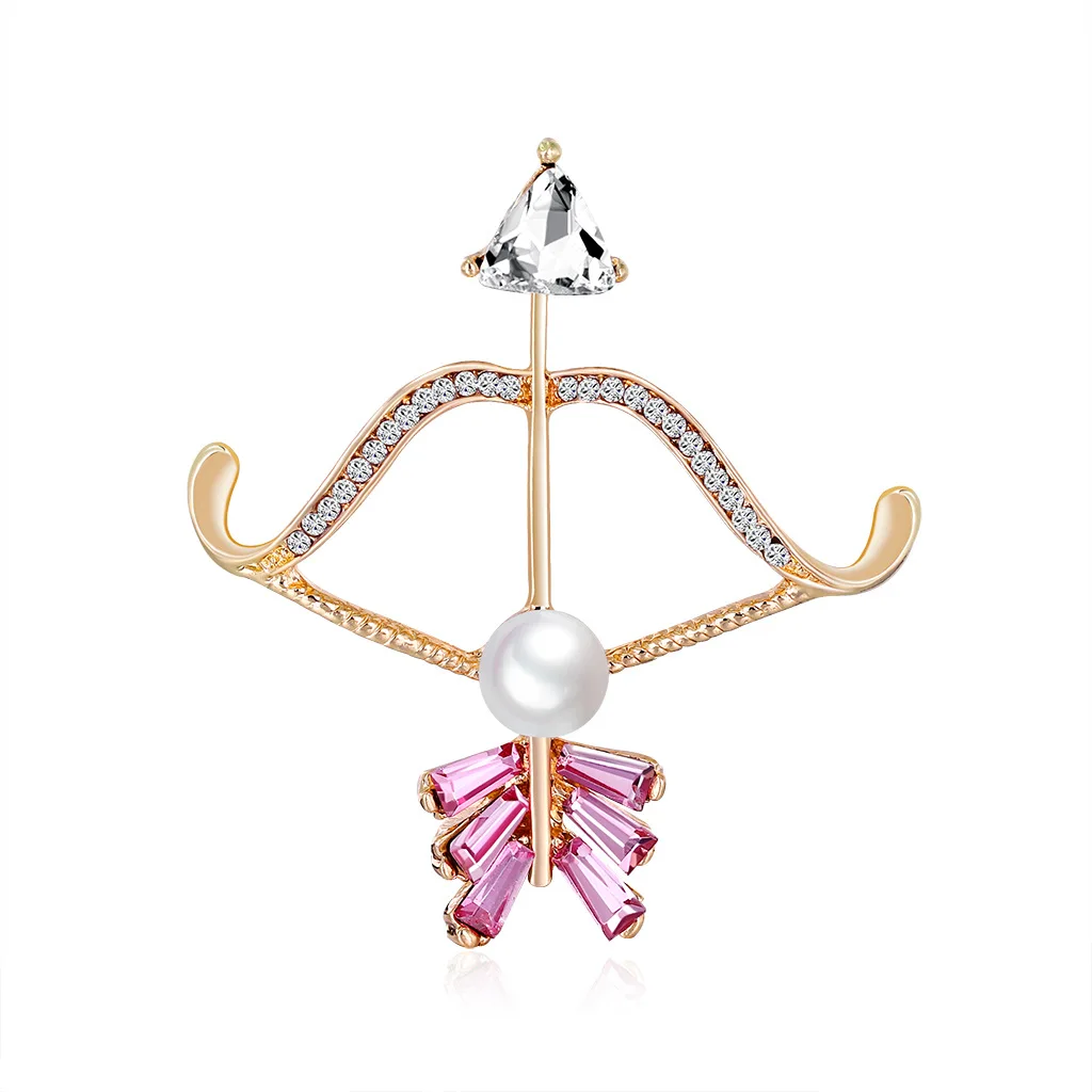 

New Cupid's Arrow Brooch Crystal Brooch Pearl Fashion Simple Pin Accessories for Women Metal Scarf Clip Wedding Jewelry