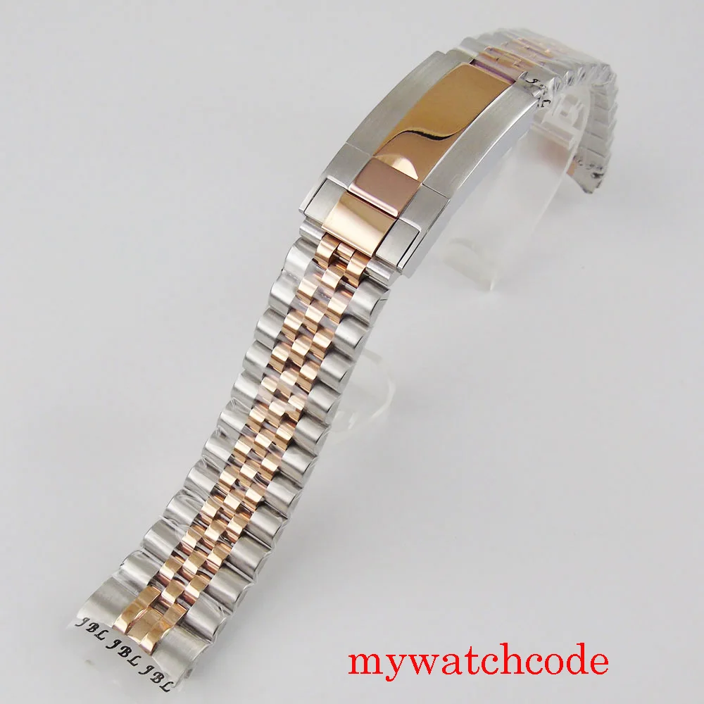 

20mm width stainless steel rose gold plated jubilee watch strap fit 40mm men wristwatch