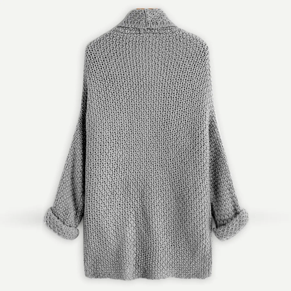 Повседневный вязаный кардиган свитер Женская осенне-зимняя теплая однотонная