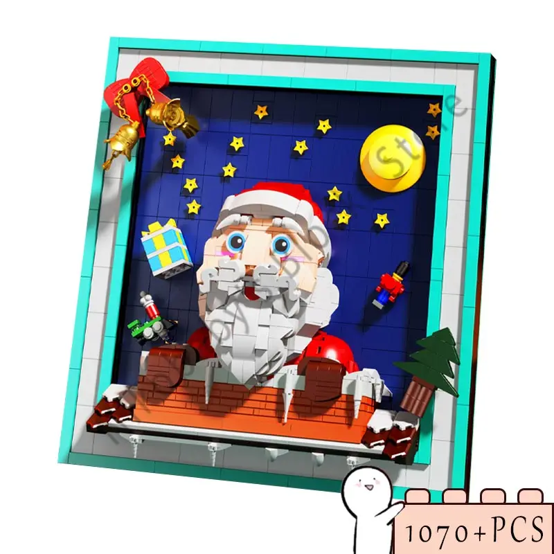 

New 1070PCS+ Santa Claus Mural Photo Frame Building Blocks Toys MOC Model Bricks Christmas Children Gift DIY Decorate