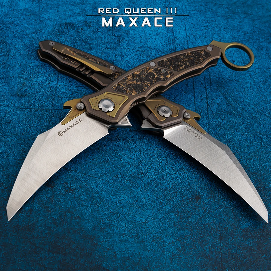 

Складной нож MAXACE Red Queen 3, стальной керамбит M390, походные инструменты для кемпинга, карманный нож для выживания, ножи для фруктов повседневног...