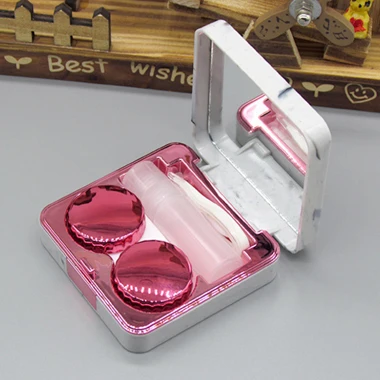 Rose Red Квадратный кейс для контактных линз, Мраморная поверхность, зеркальная линза, контейнер для линз, дорожный держатель для контактных линз - Цвет: Rose Red