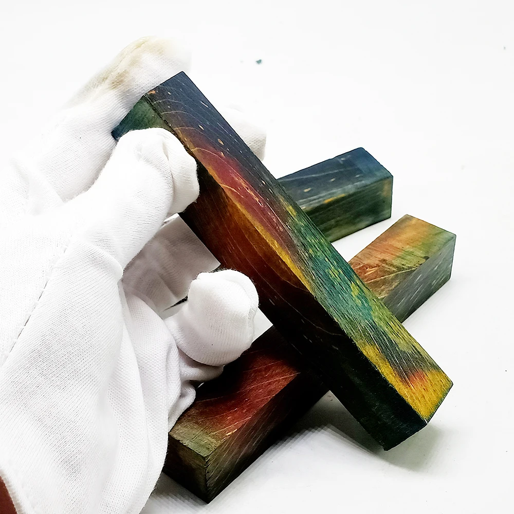 Красочные волнистые стабилизированная древесина Ножи ручка деревянная заплата