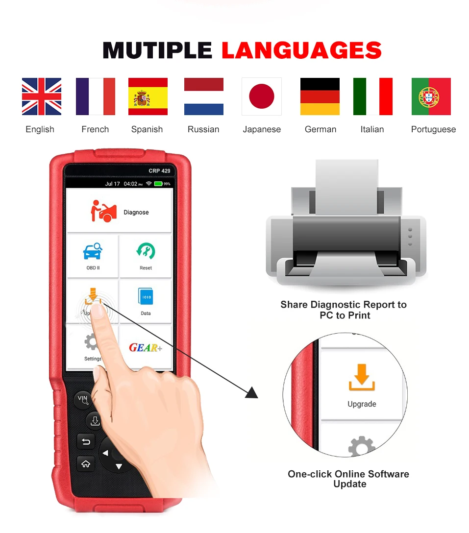 LAUNCH X431 CRP429 OBD2 сканер OBD OBDII EOBD диагностический инструмент все системы авто код читателя ключ инжектор кодирования DPF PK CRP429C