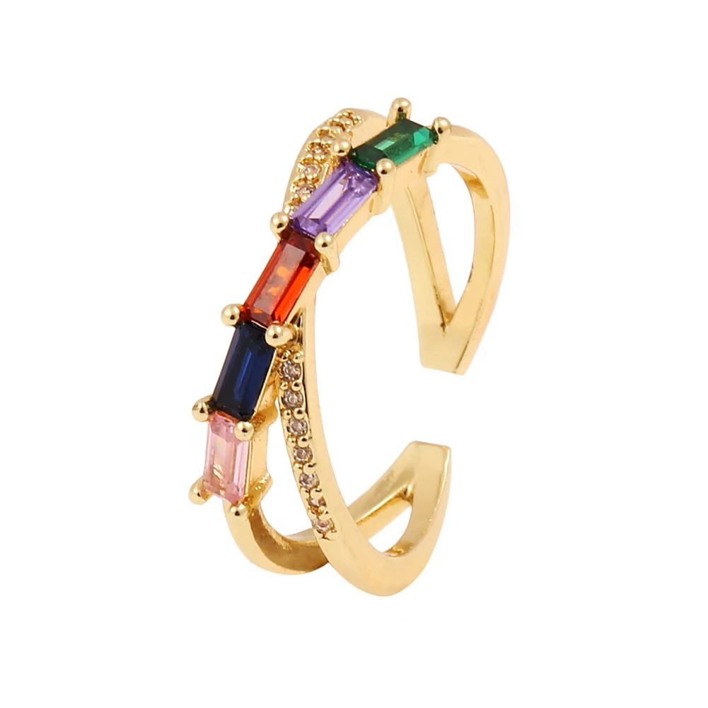 

Fashion X-Shape Finger Rings With Shiny Crystal Zircon Stackable Personality Jewelry For Women Best Anniversary Gifts