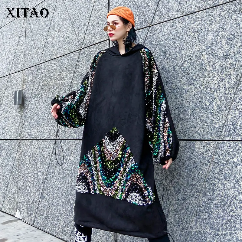 XITAO Плиссированное свободное платье с блестками Модное Новое Женское зимнее 2019