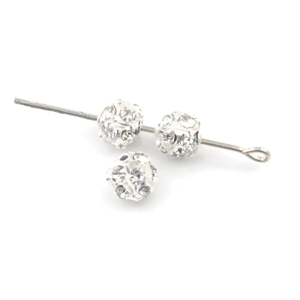 Посеребренные пустые бусины стразы 50 шт. 6 мм (0837)|bead ring|bead accesoriesbead supplier |