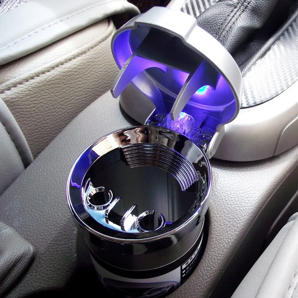 

Car Ashtray Auto Cigarette Smoke Ashtray LED Blue Light Cigarette Tobacco Ash Pocket Soot Flame Interior Accessories