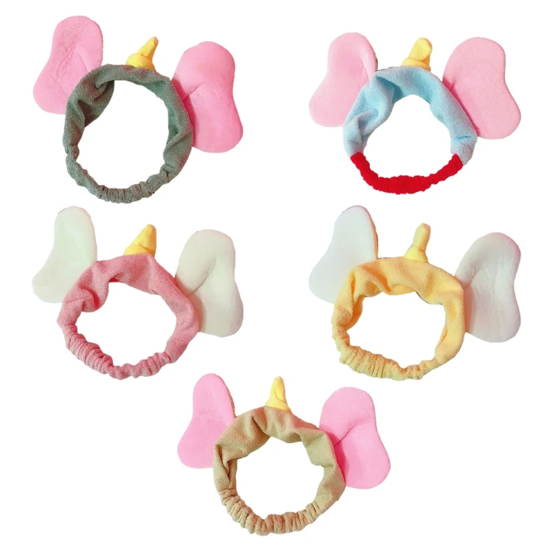 

Spa Headband Elephant Ears Headbands Soft Cartoon Makeup Hairband Non-slip Head Wrap Elastic Headbands for Women