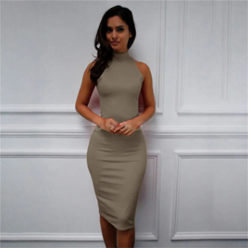 

Spring Summer Sexy Sleeveless Fashion Black Rib Knitting Maxi Dress Office Lady Streetwear Casual Women's Clothes