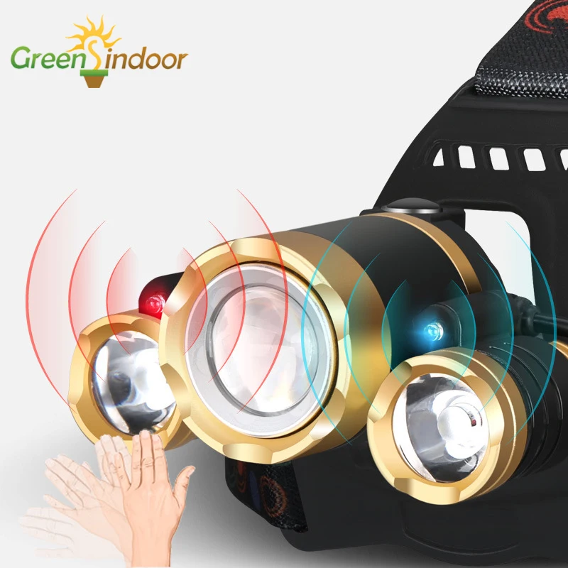 Светодиодный налобный фонарь перезаряжаемый фонарик с масштабируемым сенсором 3