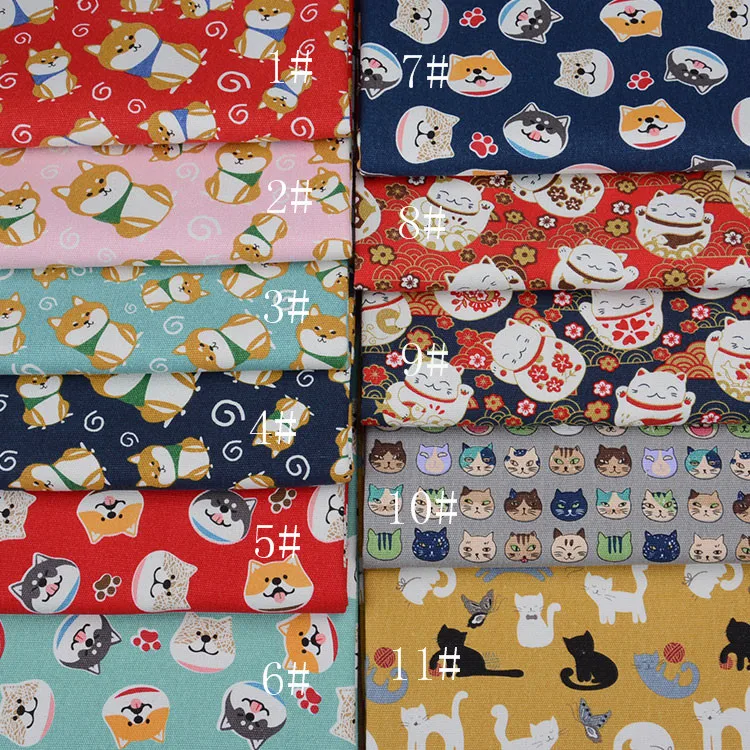 100% cotton canvas fabric Akita Dog Fan Lucky Cat Printed Handmade Patchwork Canvas Fabric DIY Sofa Bag Pillow Table cloth | Дом и сад