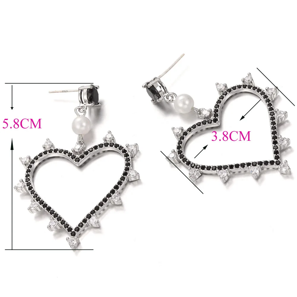 Женские серьги с подвеской в виде сердца из искусственного циркония