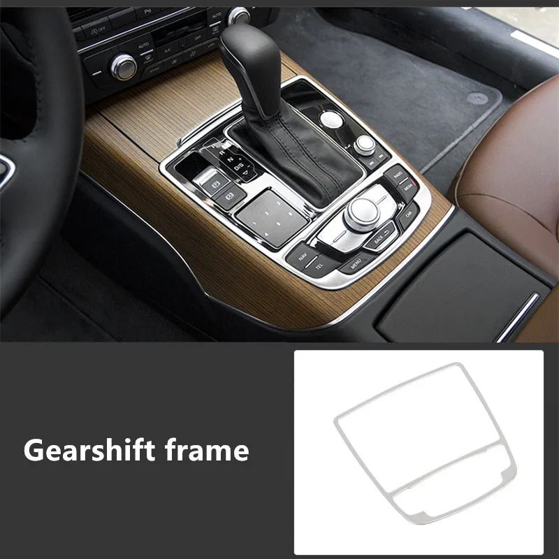 gearshift frame Автомобильный Стайлинг консоль CD панель переключения передач декоративная крышка воздуха на выходе рамка наклейки для Audi A7 A6 C7 задняя панель прикуривателя - Название цвета: gearshift frame