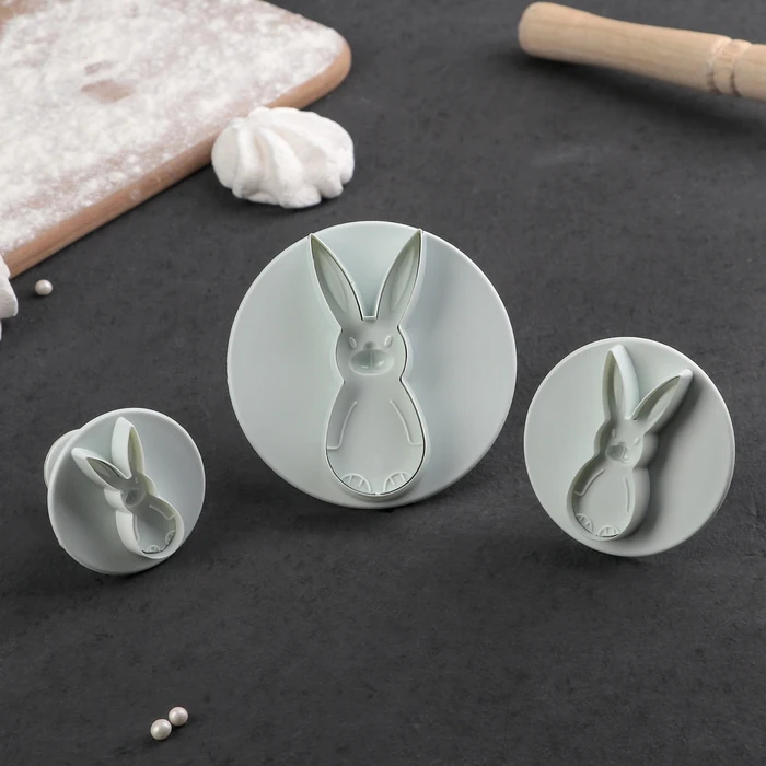 Набор плунжеров кондитерских Кролик 3 шт: d=4 5/6/8 5 см h=5 см|Формочка для печенья| |