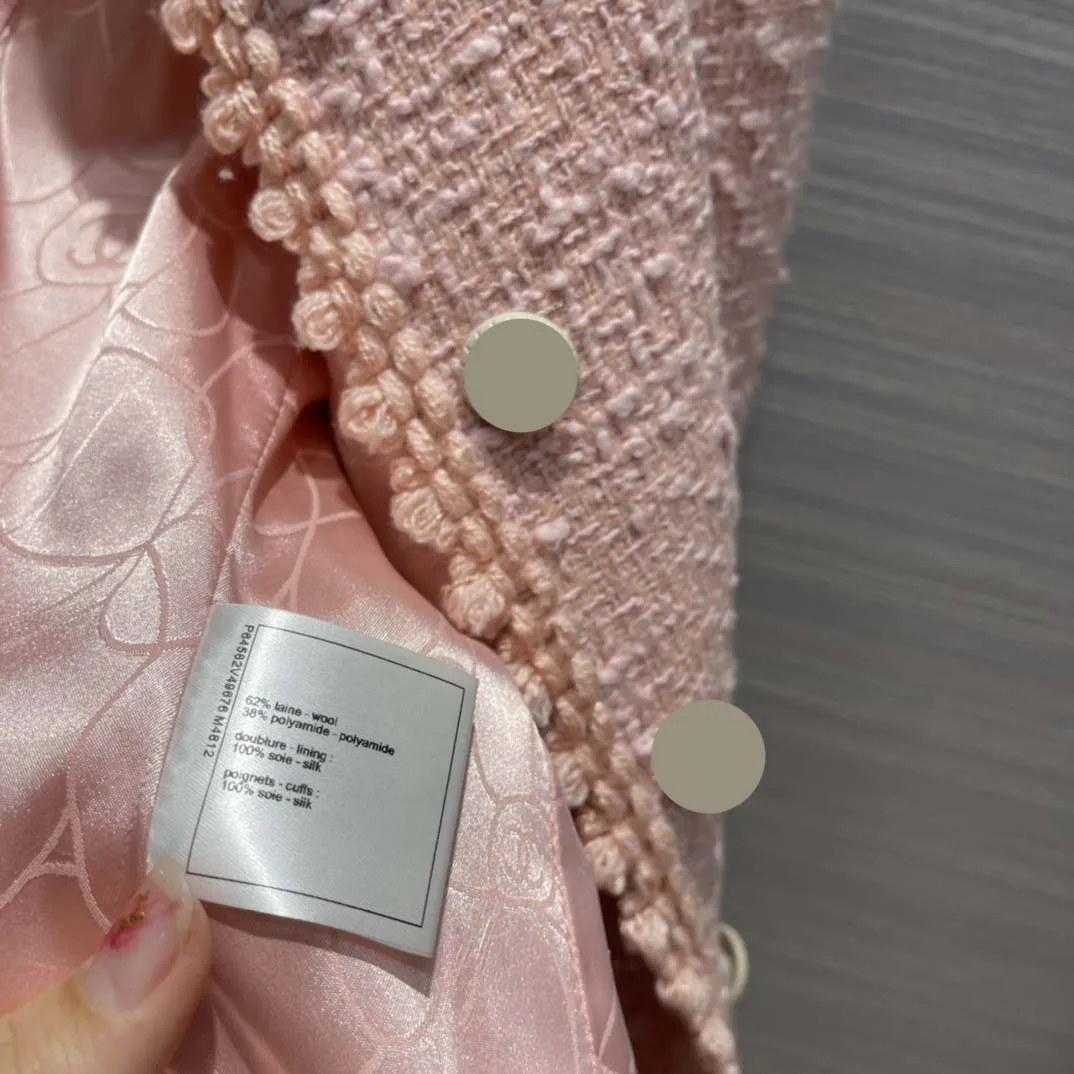 

Elegant Retro Pink Tweed Jacket for Women Summer High-end Brand O-neck Long Sleeve Slim Coats Top Quality Blended Knitted Jacket