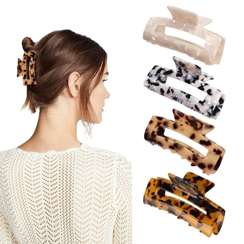 

Hair Claw Clips Set Leopard Print Multiple Sizes Color French Design Trendy Barrettes Fashion Accessories for Girls